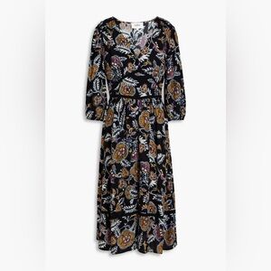 BA&SH Vienne gathered printed crepe midi dress | XS